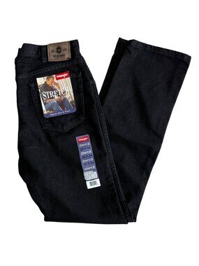 Wrangler New Mens Jeans Size 36 x 34 Black Denim Stretch Regular Seat & Thigh